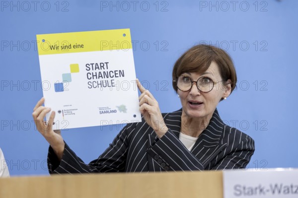 Bettina Stark-Watzinger (FDP), Federal Minister of Education and Research, at a press conference on the signing of the Startchancen programme, at the Haus der Bundespressekonferenz in Berlin, 04.06.2024