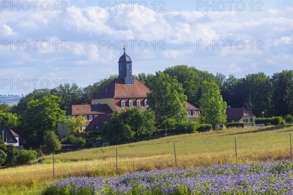 The Jochhöhschlösschen is a small baroque castle in the Pesterwitz district of Freital in the Sächsische Schweiz-Osterzgebirge district. The building now houses owner-occupied flats, Jochhöhschlösschen, Freital, Saxony, Germany, Europe