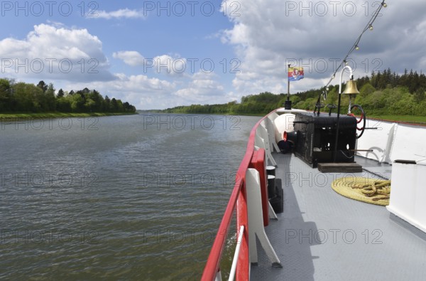 Trip on the paddle steamer, side-wheel steamer, Freya on the Kiel Canal, Kiel Canal, Schleswig-Holstein, Germany, Europe