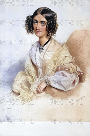 Ludmilla von Thysebaert (1809-1858), Baroness, Dame of the Order of the Star Cross, Lady of the Court, Historical, digitally restored reproduction from a 19th century original, Record date not stated