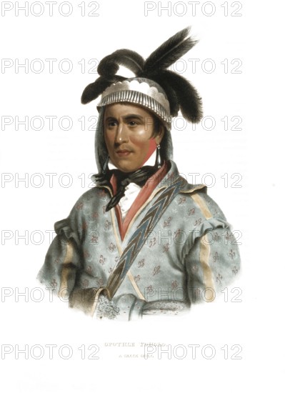 American Indian, Native American, Opothle Yoholo, Chief of the Creek tribe, United States of America, USA, Painting by Charles Bird King (1785, 1862), c. 1840, Historic, digitally restored reproduction from a 19th century original, Record date not stated, North America