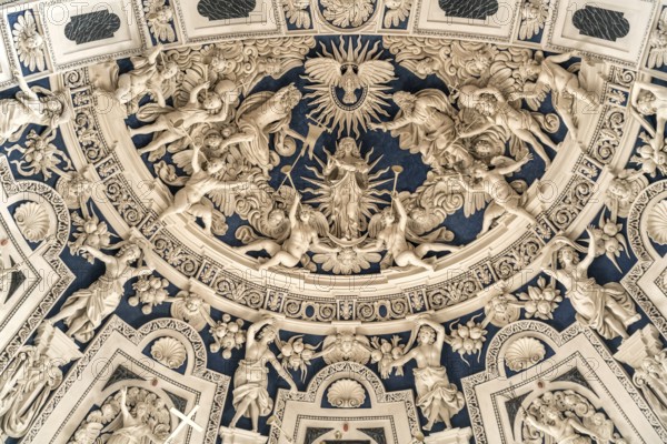 Baroque stucco work on the vault of the west choir in the interior of St Peter's Cathedral, UNESCO World Heritage Site in Trier, Rhineland-Palatinate, Germany, Europe