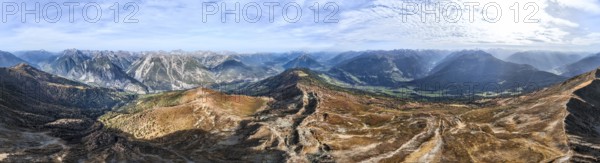 Mountain ridge of the Venet, mountain panorama of the Parzinn group of the Lechtal Alps, Venet crossing, Ötztal Alps, Tyrol, Austria, Europe