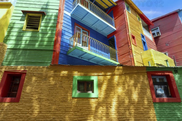 Argentina, colorful buildings of El Caminito, a popular tourist destination in Buenos Aires., South America