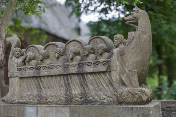 Neumagen wine ship, tomb of a Roman wine merchant, reconstruction, Neumagen, Rhineland-Palatinate, Germany, Europe