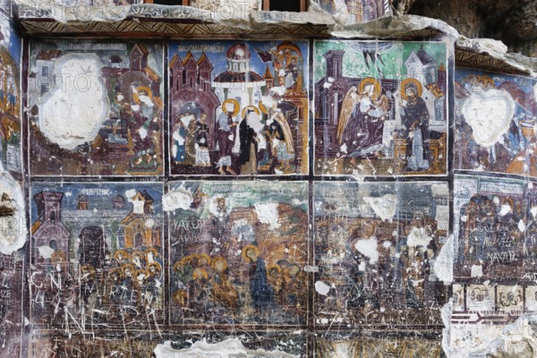 Greek Orthodox Sumela Monastery, Frescoes, Trabzon, Turkey, Asia