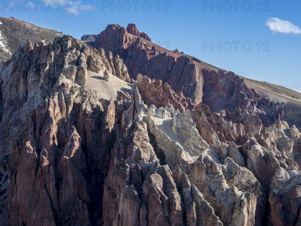 Colorful rock formations in the Valle Lunar, section of the Jeinimeni National Park, Patagonia, Chile, South America