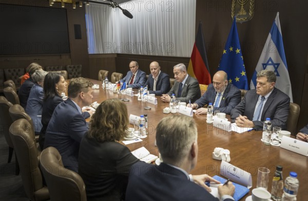 Annalena Bärbock (Alliance 90/The Greens), Federal Foreign Minister, photographed during her visit to Israel. Here she meets Israeli Prime Minister Benjamin Netanyahu. 'Photographed on behalf of the Federal Foreign Office'