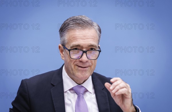 Wolfgang Büchner, Deputy Government Spokesman, recorded during a government press conference in Berlin, 12 April 2024