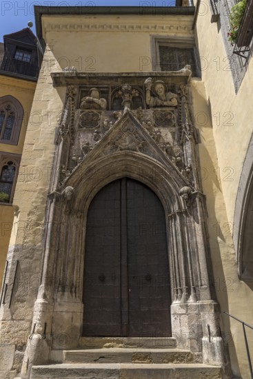 Entrance portal of the Old Town Hall, Regensburg, Upper Palatinate, Bavaria, Germany, Europe