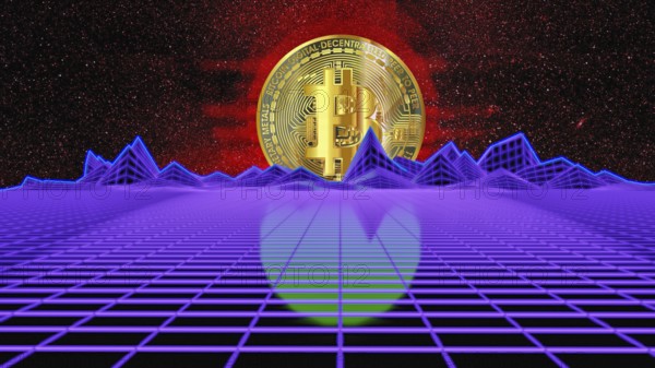 Symbolic image, Bitcoin as a vision of the future, stock market prices, insecure digital currency, resources, energy, industry, economy critical, stock market hype, stock market crash, payment, insolvency, wrong decisions, maximum profit, profit slump, share prices, Germany as a business location, global economy, globalisation, environmental protection, mafia, Trump government, Bitcoin rally, cryptocurrency, electronic wallet, crypto reserve, price development, stock market trading