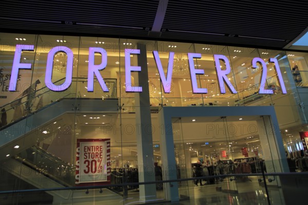 Forever 21 shop inside Westfield shopping centre, Stratford, London, England, UK