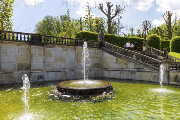 The Grosssedlitz Baroque Garden with the Friedrich Palace is located on a hill on the left bank of the Elbe to the south-east of Dresden in Grosssedlitz, which belongs to the town of Heidenau in the Free State of Saxony, Grosssedlitz Baroque Garden, Heidenau, Saxony, Germany, Europe