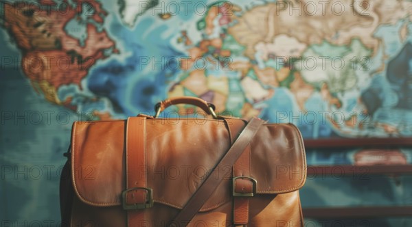 Concept of readiness for travel. Different travel accessories needed on vacation., AI generated