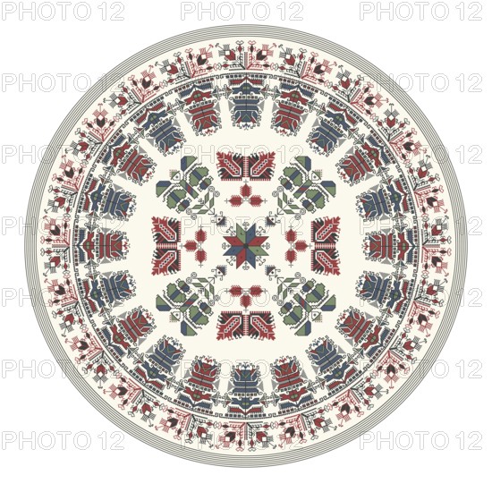 Traditional Bulgarian embroidery design element over white background