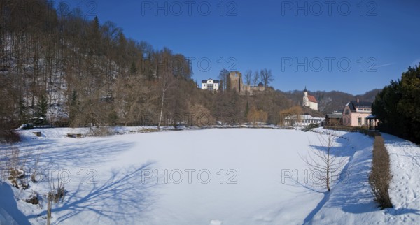 Tharandt Castle is the ruins of an important Spornburg for Saxon history on a mountain spur surrounded by the Schloitzbach stream and the Wild Weißeritz river in the town of Tharandt near Freital in the district of Saxon Switzerland-Eastern Ore Mountains. It is a site of 19th and 20th century castle romanticism