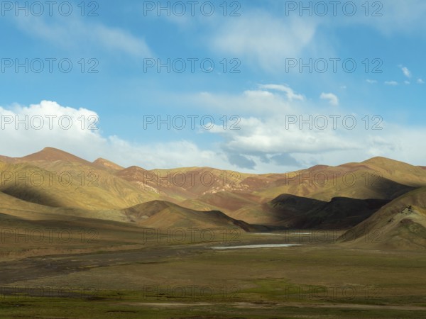 Mountain landscape and plain in the highlands of Tibet, China, Asia