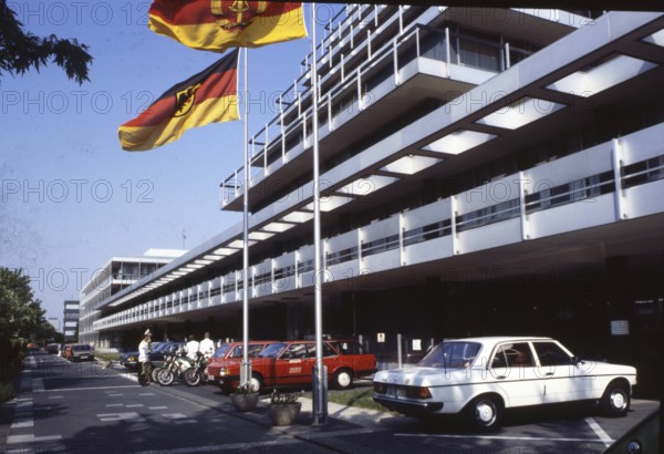 DEU, Germany: The historical slides from the 84-85 r years, Bonn Cologne. Airport on 9.7.84 BRD-DDR flag flying