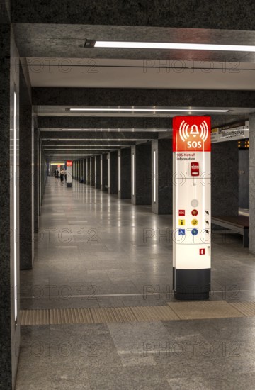 Emergency call box on the platform of the U station Museumsinsel, Berlin, Germany, Europe