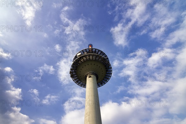 Köterberg telecommunications tower, slightly cloudy sky, Lügde, Weserbergland, North Rhine-Westphalia, Germany, Europe