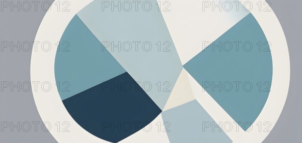 Minimalist composition of overlapping geometric shapes with clean lines and muted soft pastel colors, AI generated