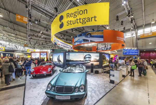 CMT tourism trade fair in Stuttgart. According to the trade fair organiser, the Caravan, Motor, Tourism trade fair is the world's largest public trade fair for travel, tourism and leisure. With 2175 exhibitors, all exhibition halls are fully booked. Stuttgart, Baden-Württemberg, Germany, Europe