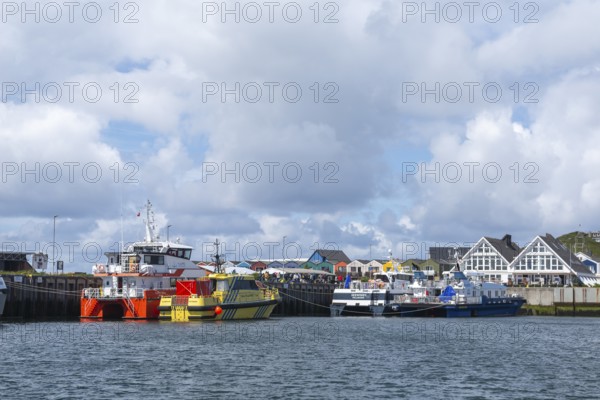 Supply vessels for offshore wind turbines, catamarans, offshore island of Helgoland, North Sea, Pinneberg district, Schleswig-Holstein, Germany, Europe
