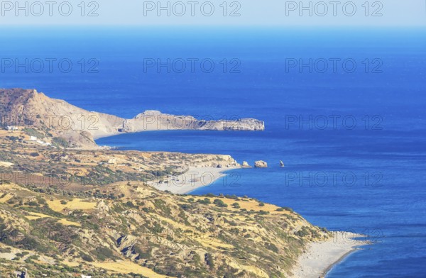 View of Southern Crete coast, Triopetra, Southern Crete, Crete, Greek Islands, Greece, Europe