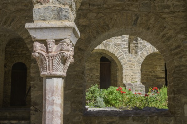 Capital from the cloister of the Abbey of Saint Martin du Canigou Casteil, Département Pyrénées-Oriental, France, Europe