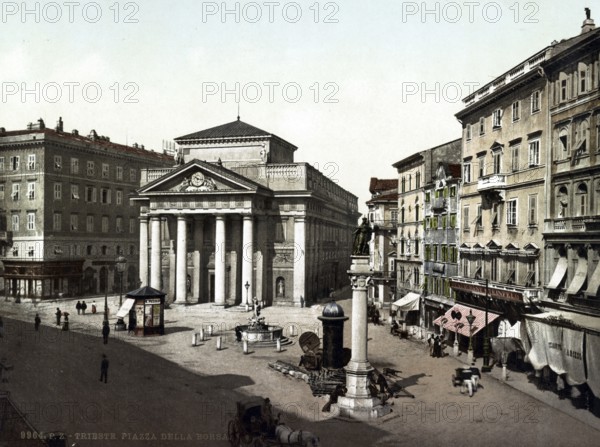 Piazza della Borsa, Trento, Trentino, South Tyrol, Italy, 1890, Historical, digitally restored reproduction from a 19th century original, Record date not stated, Europe