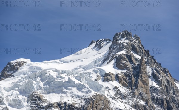 High alpine mountain landscape, summit of Mont Maudit, Chamonix, Haute-Savoie, France, Europe