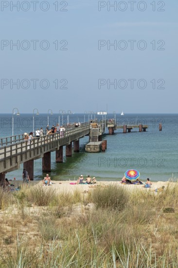 Pier, beach, Göhren, Rügen Island, Mecklenburg-Western Pomerania, Germany, Europe