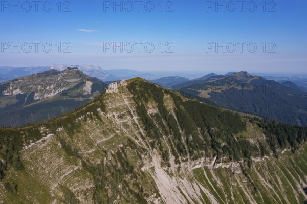 Drone shot, mountain landscape, summit massif of the Regenspitz, Osterhorngruppe, Salzkammergut, Land Salzburg, Austria, Europe