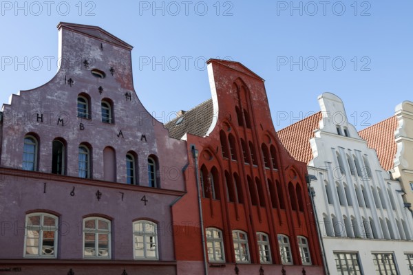 Old town houses in Wismar, detail, facade, Hanseatic city, Mecklenburg, Baltic Sea, Germany, Europe