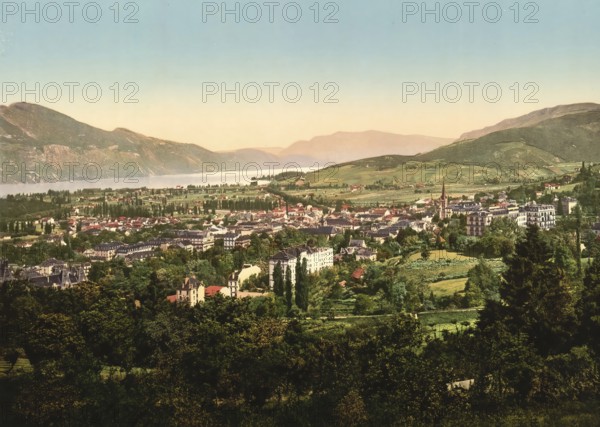 Panorama of Aix, France, c. 1890, Historic, digitally enhanced reproduction of a photochrome print from 1895, Europe