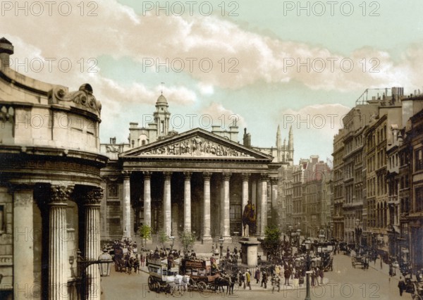 Royal Exchange, Stock Exchange, London, ca 1895, England, Historical, digitally restored reproduction from a 19th century original, London Stock Exchange, Historical, digitally restored reproduction from a 19th century original