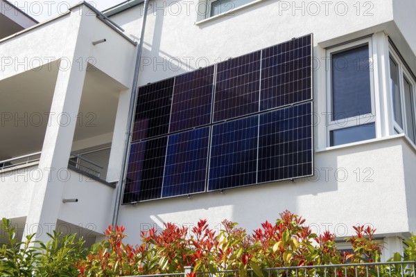 New residential building with solar modules on the façade