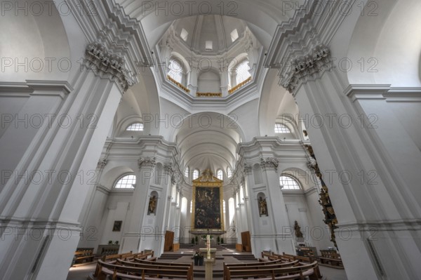 Vault and chancel of the parish church of St John, Hauk Abbey, built in 1691, Bahnhofstr. 4, Würzburg, Lower Franconia, Bavaria, Germany, Europe