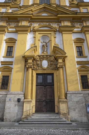Baroque façade of the town church, Gustav-Adolf-Platz. 3, Kitzingen, Lower Franconia, Bavaria, Germany, Europe