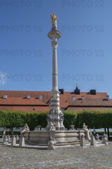 St Mary's Fountain with Marian Column, erected between 1777 and 1780, Residenzplatz, Eichstätt, Upper Bavaria, Germany, Europe