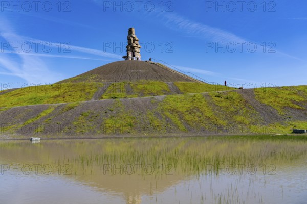 Rheinelbe spoil tip in Gelsenkirchen, 100 metre high spoil tip, landscape park, with the sculpture Himmelsleiter, made from concrete parts of the former Rheinelbe colliery, Gelsenkirchen, North Rhine-Westphalia, Germany, Europe