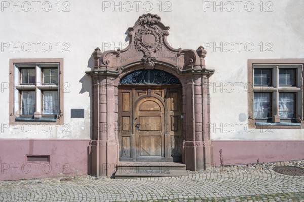 Historic entrance portal of the Old Town Hall from 1527, Market Square, Endingen, Baden-Württemberg, Germany, Europe
