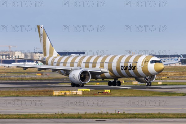A Condor Airbus A330-900neo aircraft with the registration number D-ANRL at Frankfurt Airport, Germany, Europe