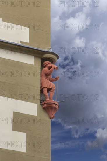 Figure at the Old Town Hall, Kitzingen, Lower Franconia, Bavaria, Germany, Europe