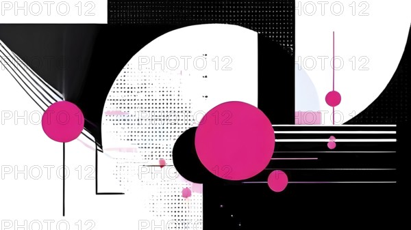 Minimalist illustration abstract geometric shapes with pink color accent suggesting fun and ease, AI generated