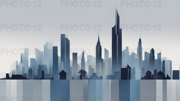 Abstract minimalist wallpaper capturing the essence of real estate objects in simple geometric shapes, AI generated
