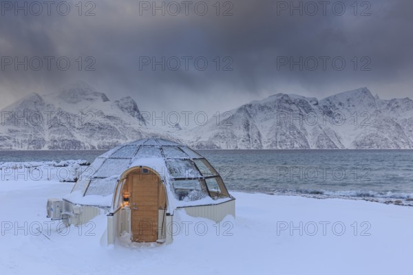 Hotel, Igloo, Lyngen North, snowstorm, Lyngen Alps, Norway, Europe