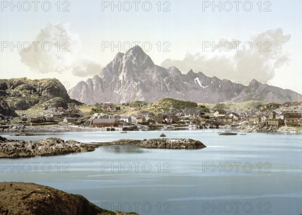 With Vaagakallen, Kabelvaag, Norway, View from 1885, Historical, digitally restored reproduction from a 19th century original, Record date not stated, Europe