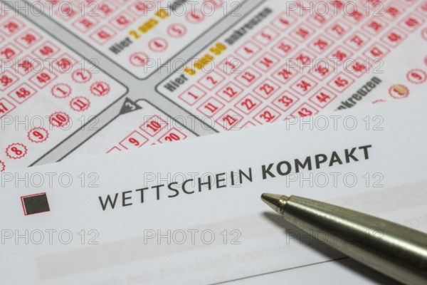 Game ticket, gambling, betting slip, betting slip, Toto, Lotto, EURO JACKPOT, 5 out of 50, biros