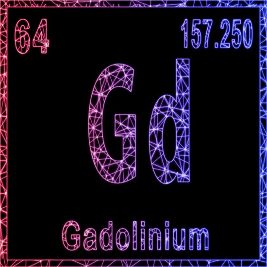 Gadolinium chemical element, Sign with atomic number and atomic weight